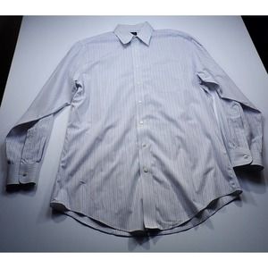 Mens Jos A Bank Tailored Fit Classic Button Shirt Stripes Purple Grey 16.5 34